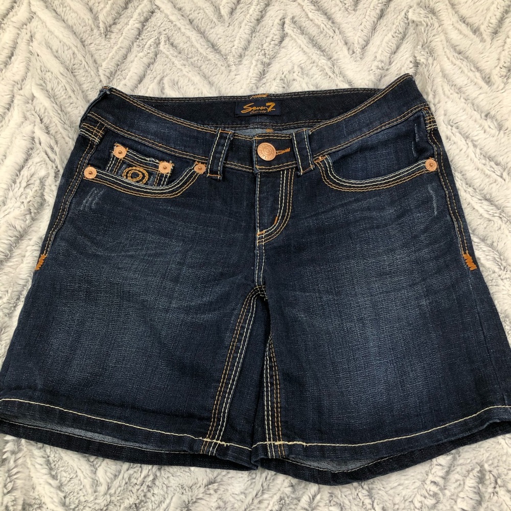 Seven7 jean shorts 8 dark blue wash
